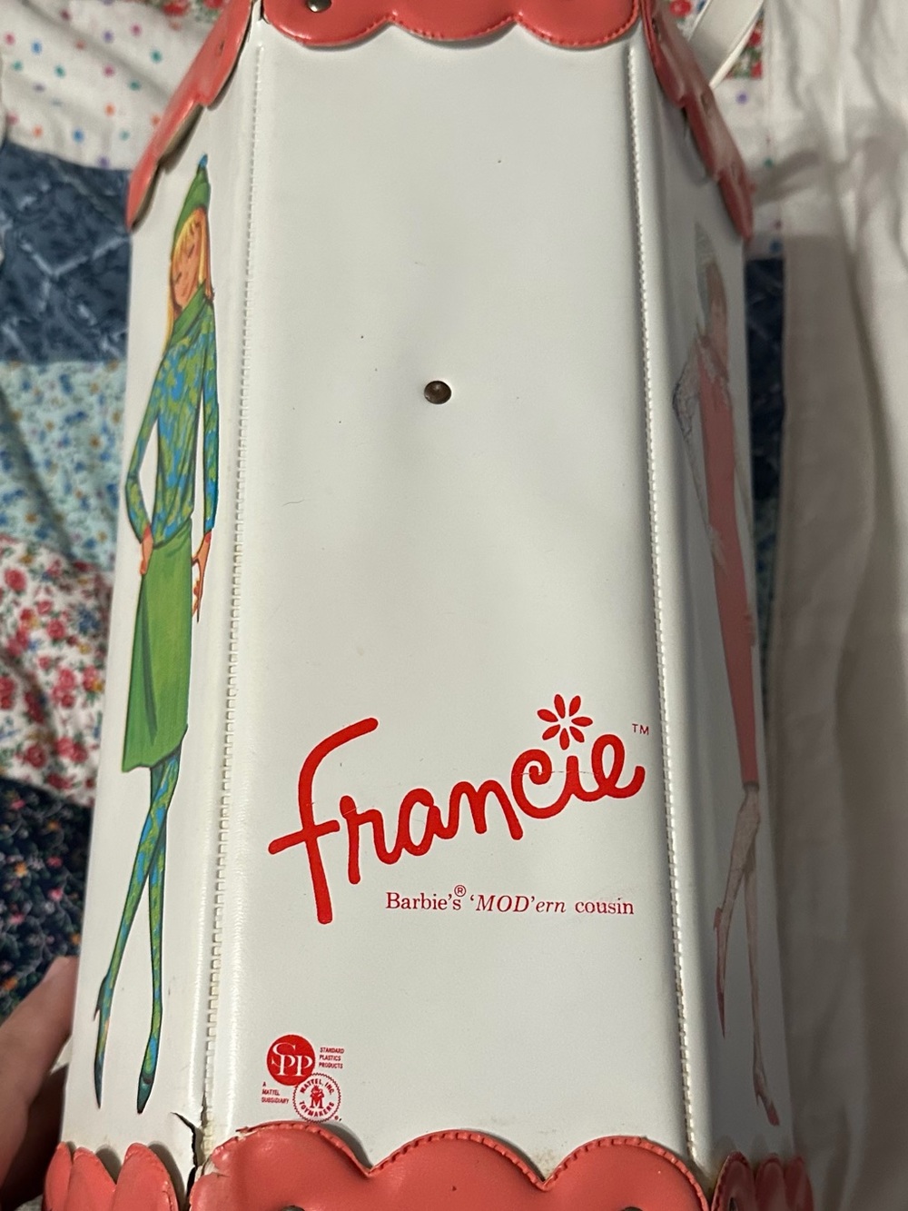 Mattel Francie Doll Case White and Coral Pink